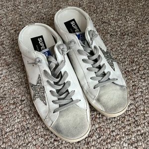 Golden Goose Sabot White Glitter Star - 40
